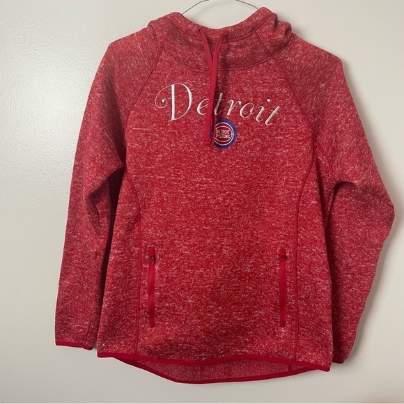 Detroit Pistons Red & White Zip Hoodie Sweatshirt – Size Large - Picture 1 of 9